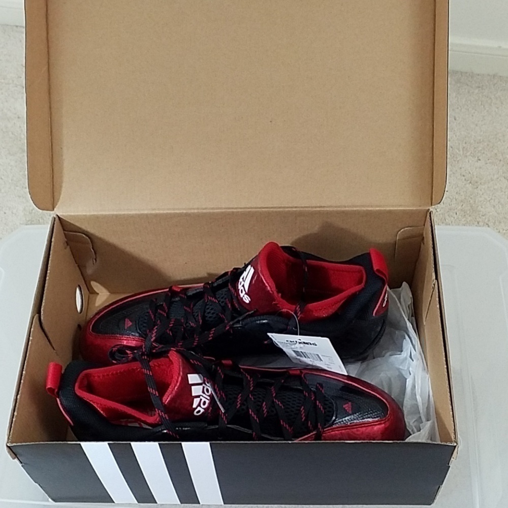 ADIDAS~Men's Size 12.5~Red/Black Football Shoes NEW